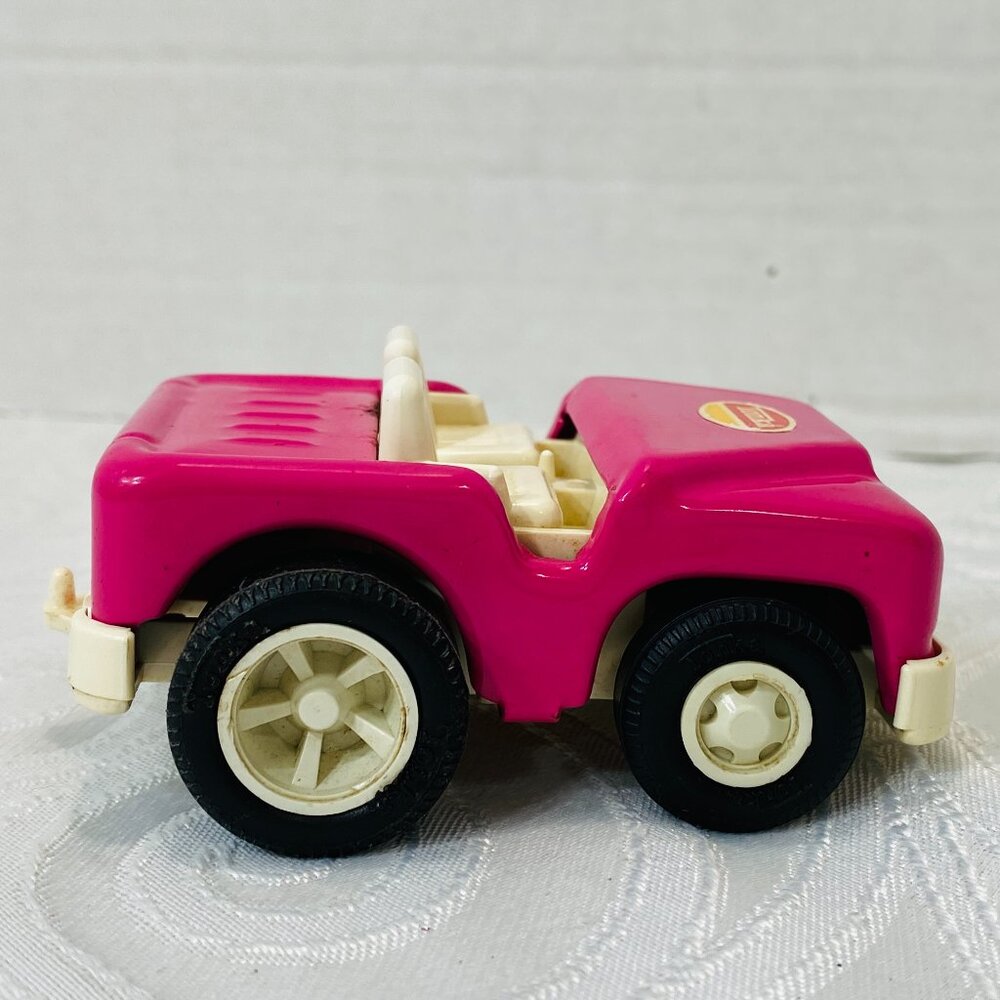 Vintage TONKA PINK JEEP 1970's Pressed Steel 3"